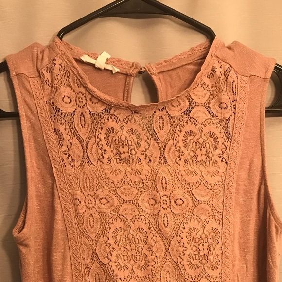 Maurice’s High Neck Tank Top Pink Lace Keyhole Button Size XS - Picture 3 of 11